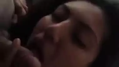 Indian girl slowly and sensually starts oral sex with an older man