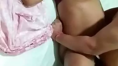 Wife in nighty gives blowjob and missionary fucking