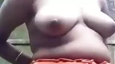 Desi takes outdoor shower and gets dressed in outdoor XXX self-tape