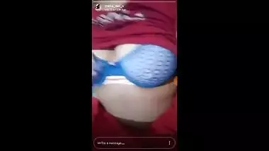 No way miss ! Sneha live strip to bra, Pressing boobs,Areola visible
