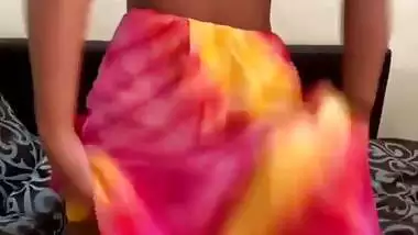 Sexy babe enjoys video call sex and fucks in the doggy style