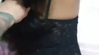 Sexy girl in lingerie sucks lover’s dick in NRI porn